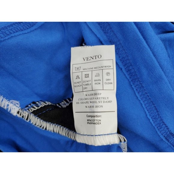 Vento Vassari Blue Zipper Design Slim Fit Zipper Collar Short Sleeve Med Shirt - Picture 12 of 12